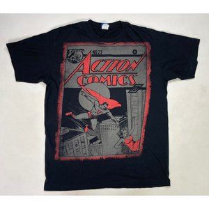 VINTAGE DC Comics Superman Action Comics 2009 Graphic T-shirt Men Large Black